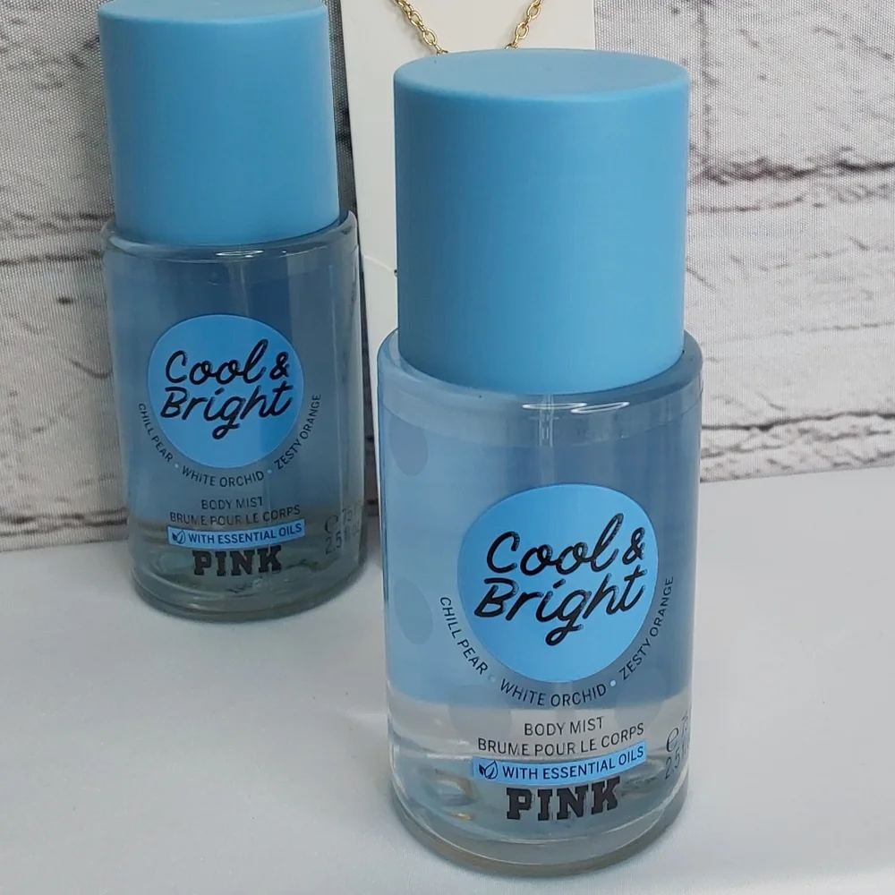 VICTORIA'S SECRET 'PINK' 'COOL & BRIGHT' 4-PIECE BODY MIST & BOTTLE CHARMS SET
